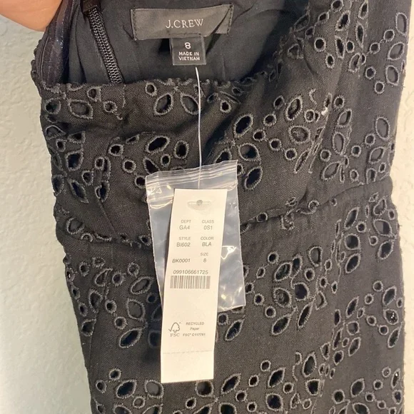 J. Crew Anguilla Mini Halter Dress in Black Eyelet - Size 8
